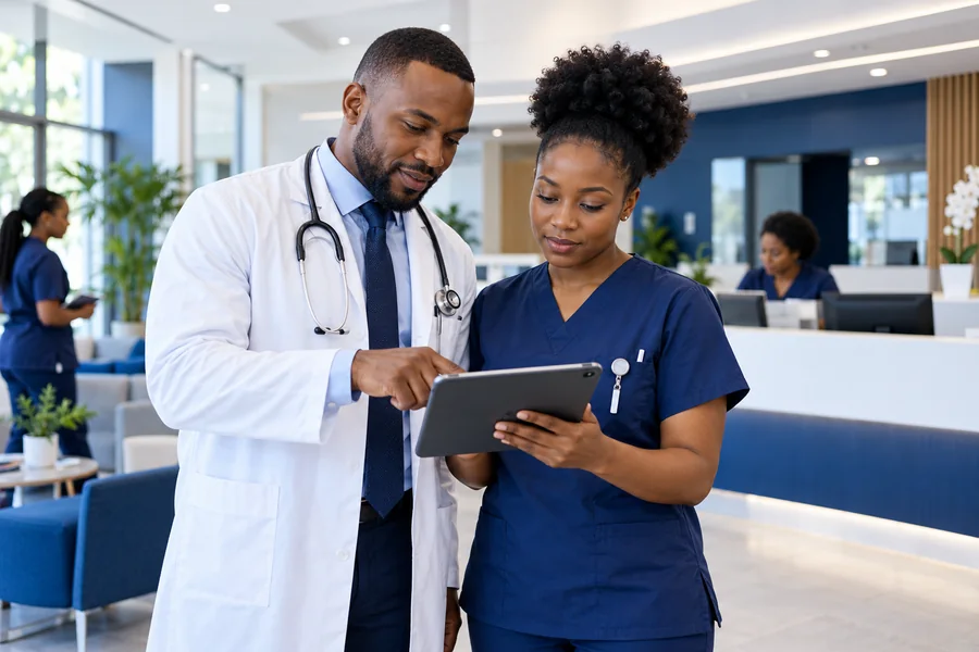 Healthcare professionals at work