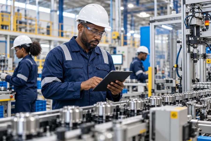 Manufacturing professionals at work